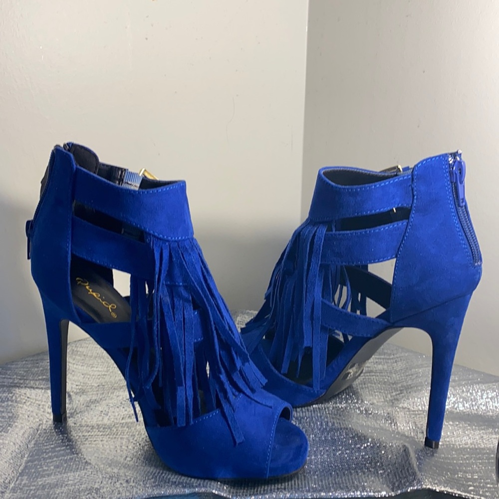 NWOB (never worn) royal blue peep toe shoes